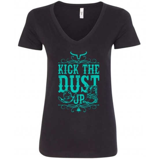 RANCH BRAND - Women's T-Shirt Kick The Dust, black/turquoise